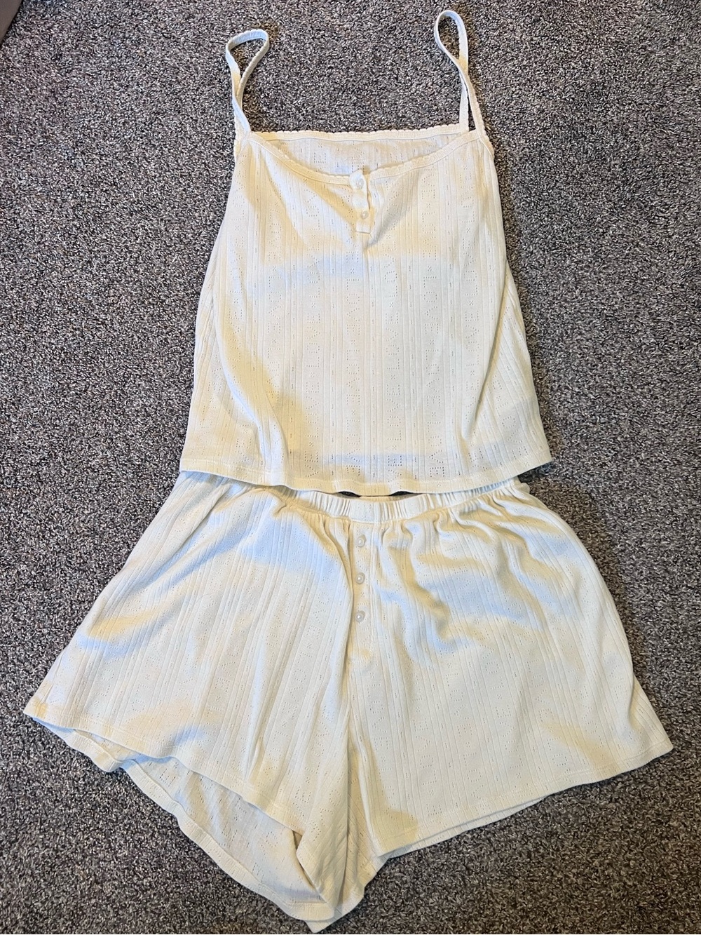 Aerie White Eyelet 2-Piece Pajama Set